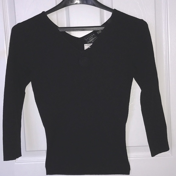 V Neck Pullover Ribbed w Rosette Stretch Sweater - Picture 1 of 10